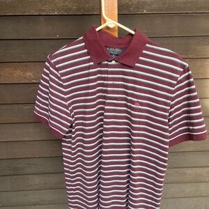 Brooks Brothers Maroon Striped Men's Polo Shirt